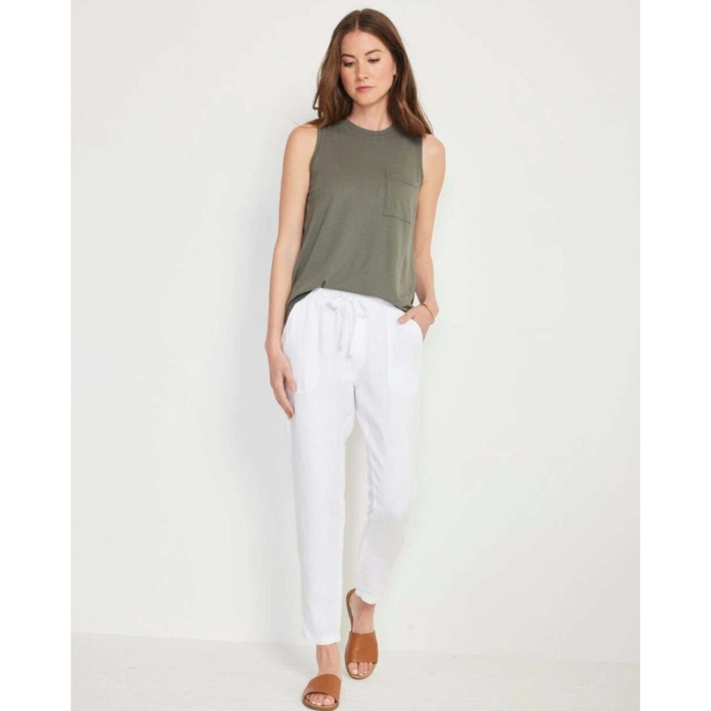Not Monday Tatum Linen Pants‎ Drawstring Elastic Waist Relaxed Fit White Size XS